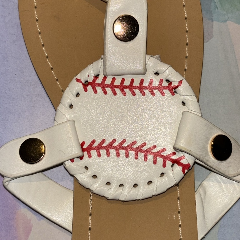 Baseball sandals. Size 38. Gold snaps. Never worn. - Picture 3 of 4